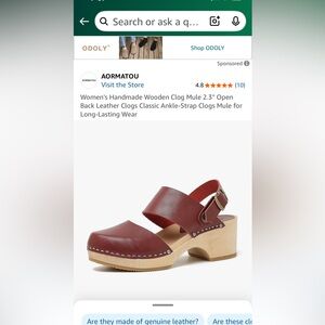 Women's Red Leather wood clogs size 9